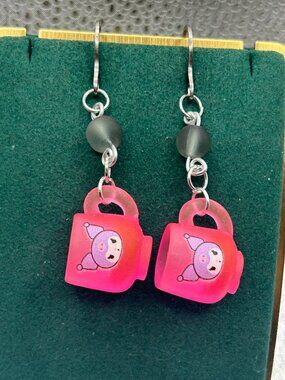 Handmade Kuromi Mug Earrings
